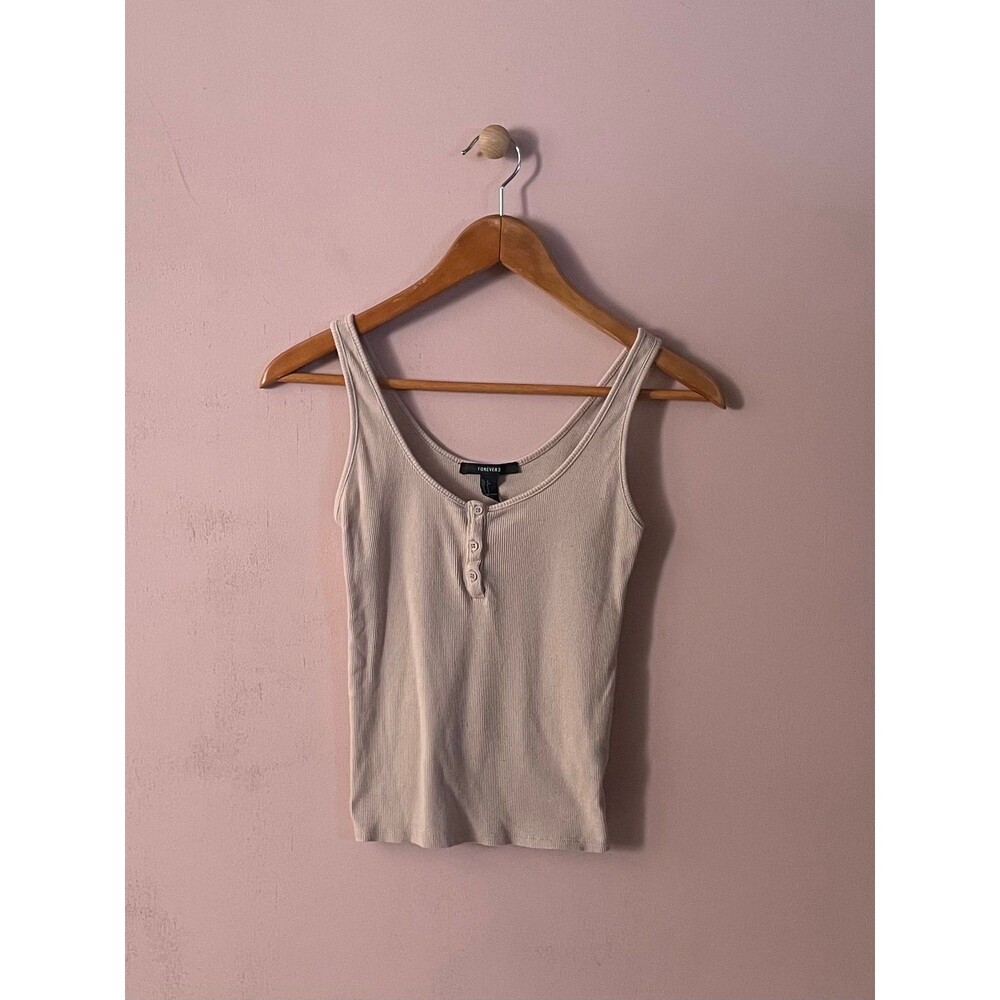Forever 21 Tan Henley Tank Top Size S